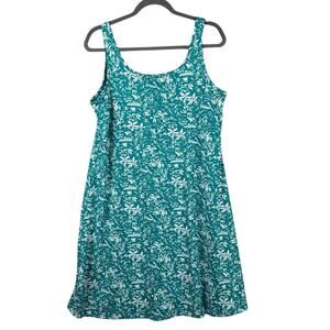 Columbia Dress Size XL PFG Freezer III Teal Tank Tropical Print Knee Length